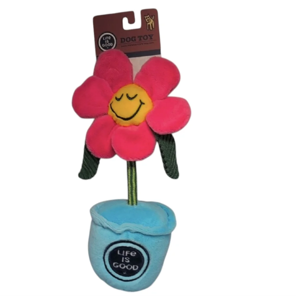 Life Is Good Pink Flower Squeaker Dog Toy